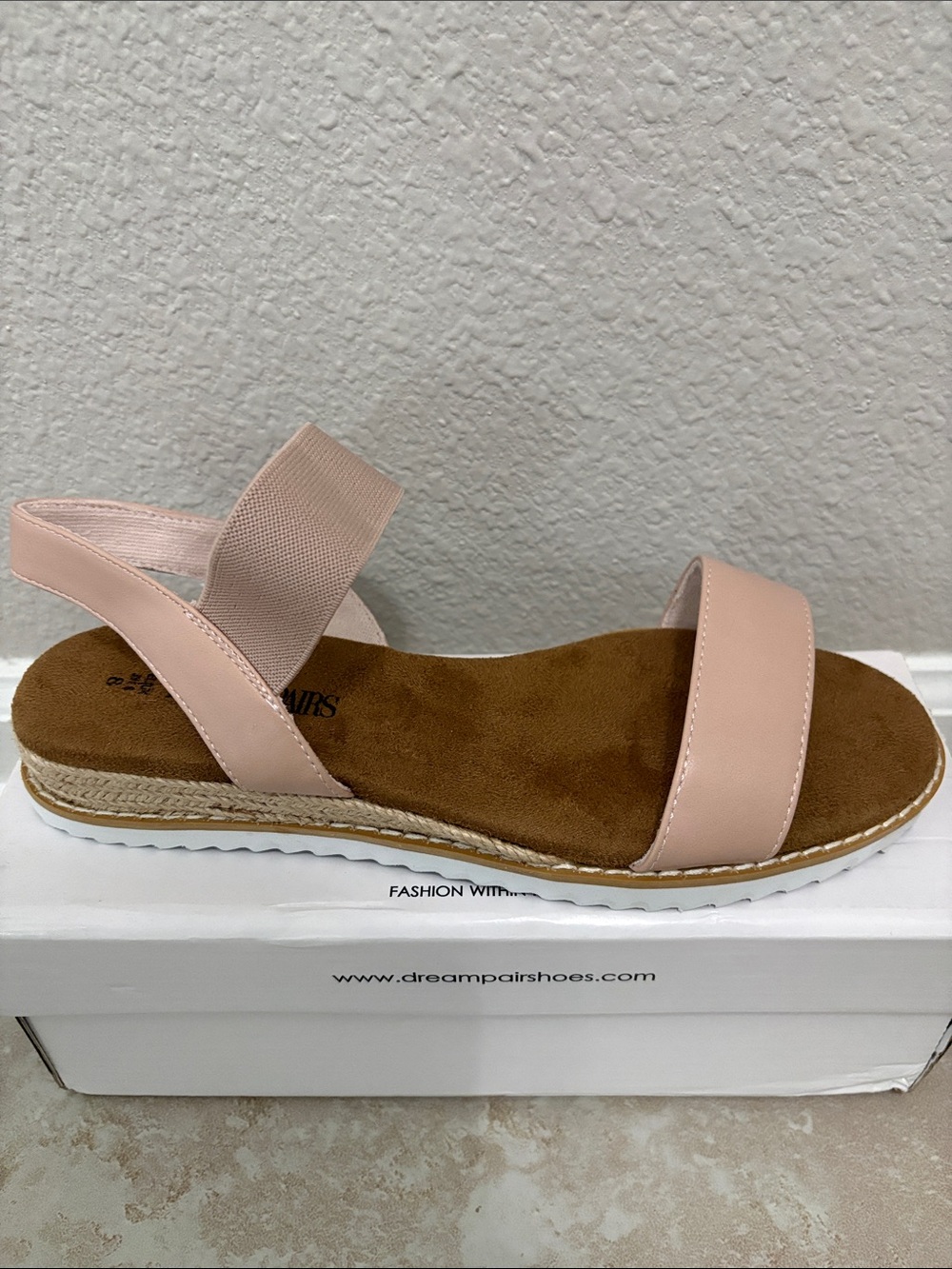 Blush Pink Elastic Strap Sandals